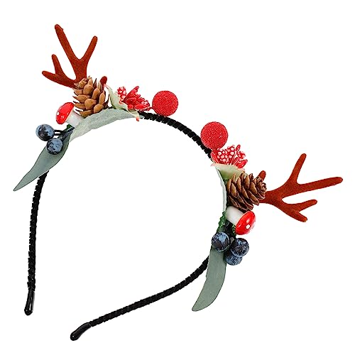 Mikinona Weihnachtliches Rentier Geweih Haarreif mit Künstlichen und Beeren Leichtes Stirnband für Weihnachtsfeier Bühnenauftritte und Kostüm Damen und Mädchen Festlicher Kopfschmuck von Mikinona