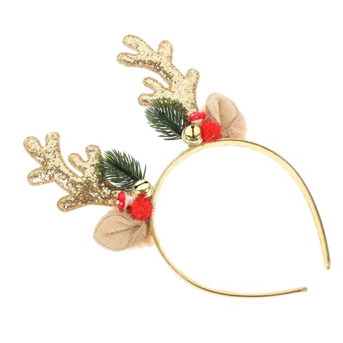 Mikinona Weihnachts Haarreif Rentier Geweih mit Glocken Festliches Haarschmuck Accessoire für Damen und Stilvoller Weihnachtskopfputz für Party und Festtagsdekoration von Mikinona