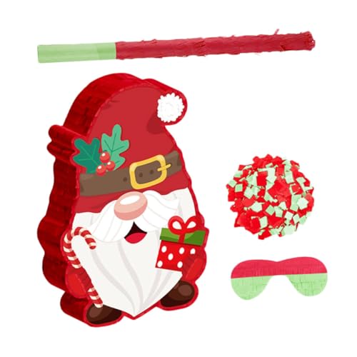Mikinona Weihnachts-piñata mit Zwerg-motiv Hängende Weihnachtsdeko und Partyspiel Inklusive und Augenbinde für Gemeinschaftsveranstaltungen und Schulaktivitäten von Mikinona