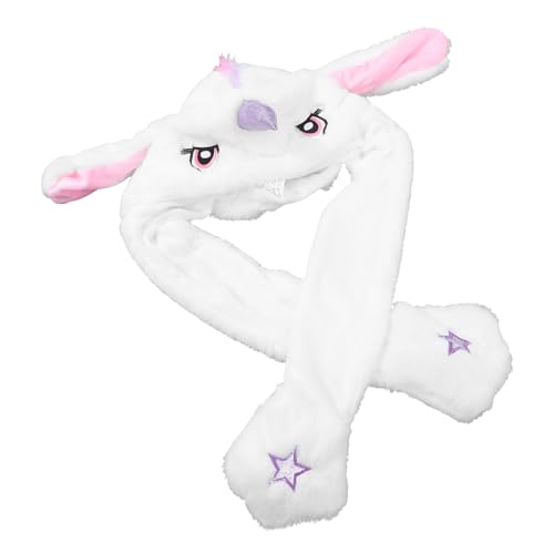Mikinona Witzige Plüsch-einhornmütze mit Beweglichen Ohren Kuscheliges Party-accessoire für Karneval Halloween und Fotografie Weiß Einzeln Verpackt für Festlichkeiten von Mikinona