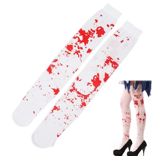 Halloween Blutige Strumpfhosen, Halloween Blutige Strümpfe Damen, hohe Taille Strümpfe mit Rote Blutbefleckte, Blutverschmierte Kostümstrümpfe Horror, für Party, Karneval, Maskerade, Cosplay Halloween Blutige Strumpfhosen, Halloween Blutige Strümpfe Damen, hohe Taille Strümpfe mit Rote Blutbefleckte, Blutverschmierte Kostümstrümpfe Horror, für Party, Karneval, Maskerade, Cosplay von Mikiuly