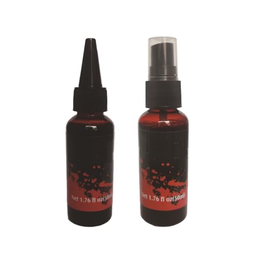 Halloween Kunstblut, Halloween Schminke Fake Blood, Fake Blood Realistisch, Kunstblut Set, 50ml Kunstblut Spray und 50ml und Tropfendes Kunstblut, für Kleidung, Zombie, Vampir Cosplay & Dress Up von Mikiuly