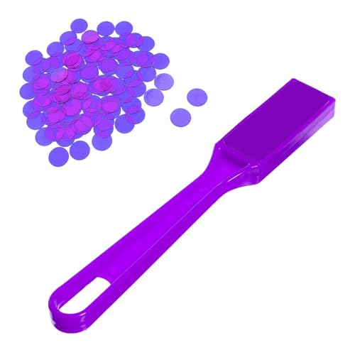 Mikiuly Magnetisches Bingo Set,Magnetische Stäbe und Bingo Chips Set,Transparente Metallring-Chips für Spielmarken,Für Familienspiele Und Eltern Kind Interaktion Verwendet,Lila von Mikiuly
