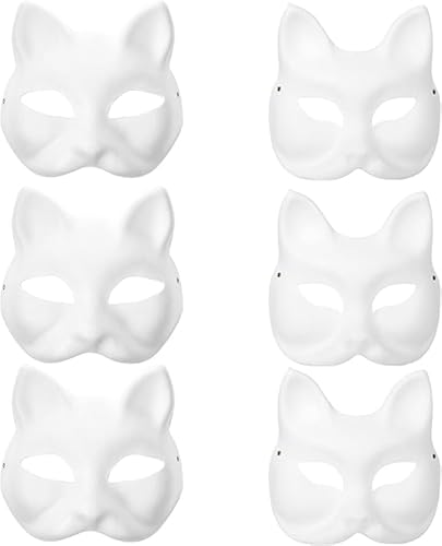 Mikiuly Mask, Katzenmasken, Fuchs Maske, Tiermasken zum Bemalen Fuchsmasken, Handbemalte Fuchs Maske, Persönlichkeit Maskerade Cat Mask Cosplay Singles Partys, Karneval Halloween, 6 Stück Mikiuly Mask, Katzenmasken, Fuchs Maske, Tiermasken zum Bemalen Fuchsmasken, Handbemalte Fuchs Maske, Persönlichkeit Maskerade Cat Mask Cosplay Singles Partys, Karneval Halloween, 6 Stück von Mikiuly
