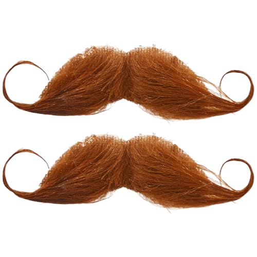 Schnurrbart zum Ankleben, Schnauzer zum Ankleben, Fake Bart, Fake Mustache, Falscher Bart Kostüm, Schnurbart Kleben Selbstklebend, Moustache Herrenm Verkleidung, Detektiv Barts, Braun, 2 Stück von Mikiuly