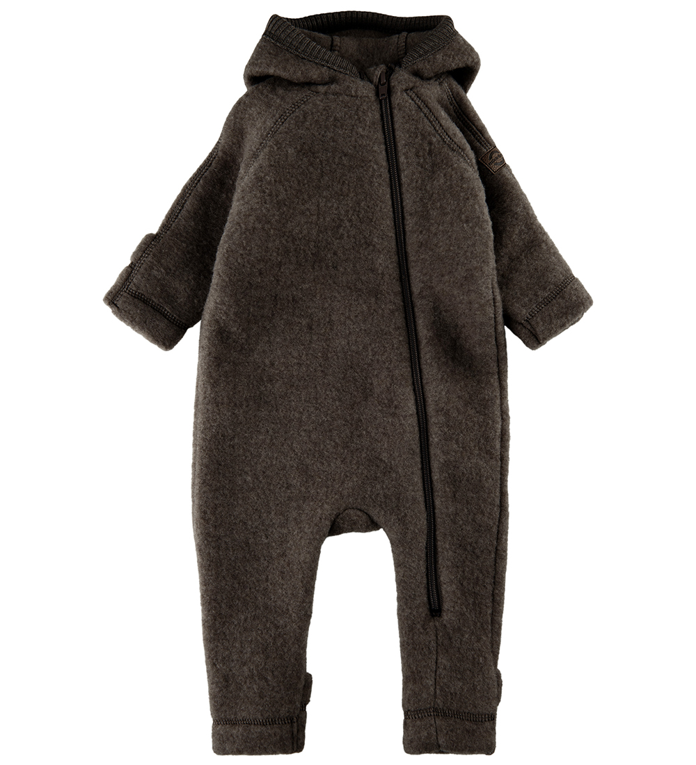 Mikk-Line Overall m. Kapuze - Wolle - Dark Brown Melange - Mikk-Line - 3 Jahre (98) - Overalls von Mikk-Line