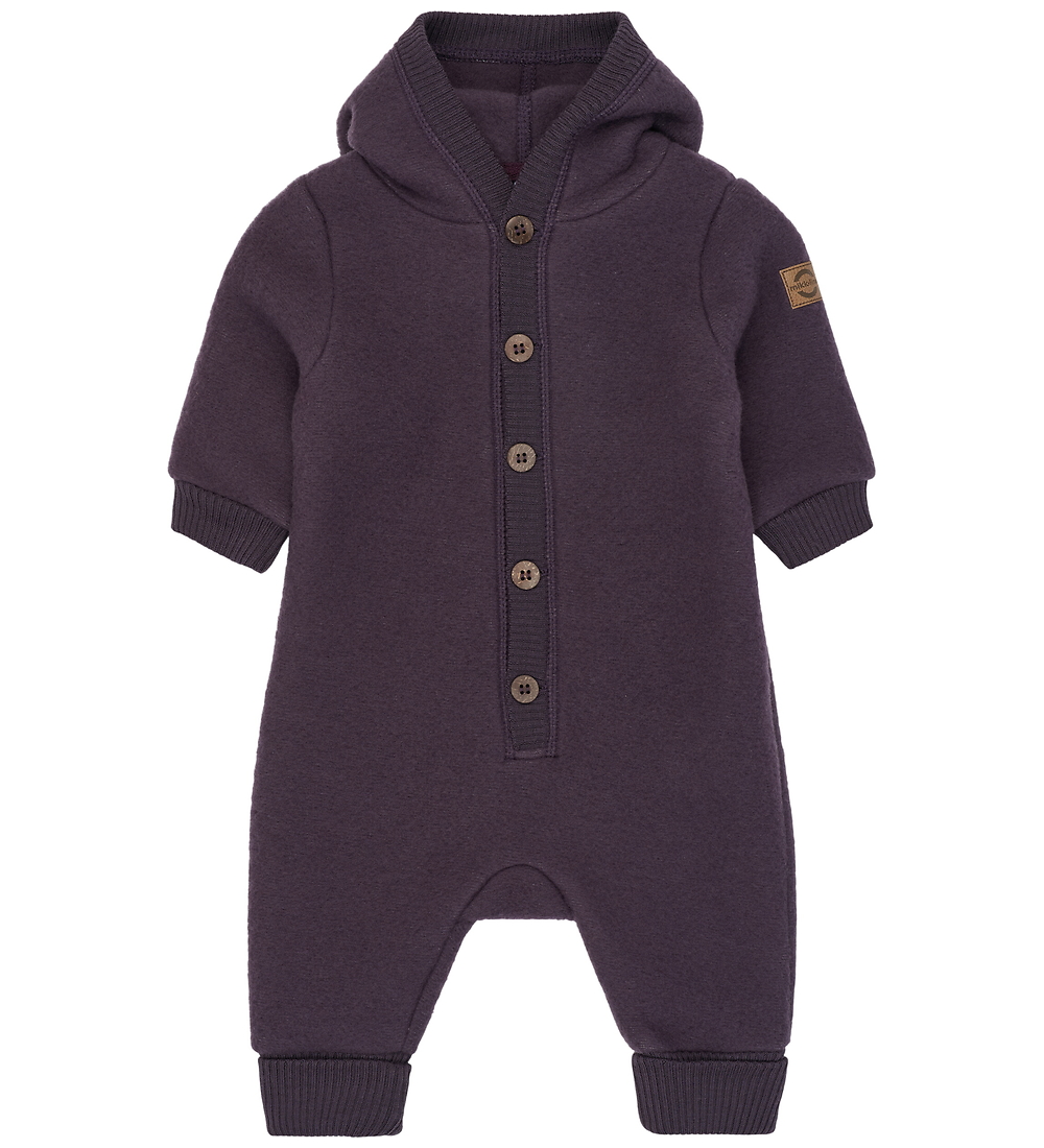 Mikk-Line Overall m. Kapuze - Wolle - Plum Perfekt - Mikk-Line - 74 - Overalls von Mikk-Line