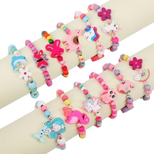 Mikovivi 12stk Mädchen Armbänder, 12 Stile aus Holz und Kunststoff Perlenarmbänder Süß Einhorn Meerjungfrau Tieranhänger Spielgeschenke Geschenk zum Geburtstag Tütenfüller für Kleinkinder Mikovivi 12stk Mädchen Armbänder, 12 Stile aus Holz und Kunststoff Perlenarmbänder Süß Einhorn Meerjungfrau Tieranhänger Spielgeschenke Geschenk zum Geburtstag Tütenfüller für Kleinkinder von Mikovivi
