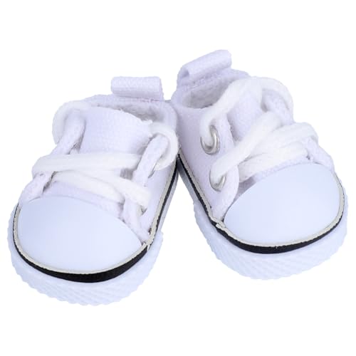 Mikovivi 2 Puppenschuhe, Süße Mini-Mode-Sneakers in Weiß Süße Puppenkleidung Zubehör für 15 cm Bis 17 cm Große Puppen Outfit und Display (Puppen Nicht im Lieferumfang Enthalten) von Mikovivi