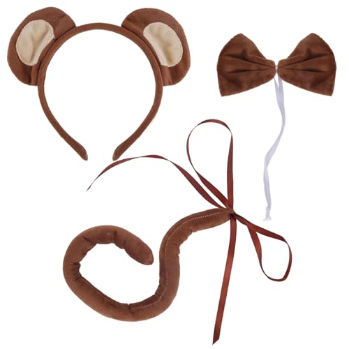Mikovivi 3 Teiliges Affenkostüm-Set für Kinder, Süßes Affenohren Stirnband & Schwanz & Fliege Lustiges Tier Cosplay Kostüm Dschungel Mottoparty Halloween Cosplay Zubehör Mikovivi 3 Teiliges Affenkostüm-Set für Kinder, Süßes Affenohren Stirnband & Schwanz & Fliege Lustiges Tier Cosplay Kostüm Dschungel Mottoparty Halloween Cosplay Zubehör von Mikovivi