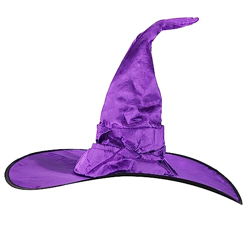 Mikovivi Großer Hexenhut für Halloween - Zaubererhut Cosplay Spitzer Partyhut für Damen, Halloween-Party Maskerade Dekoration (Lila) von Mikovivi