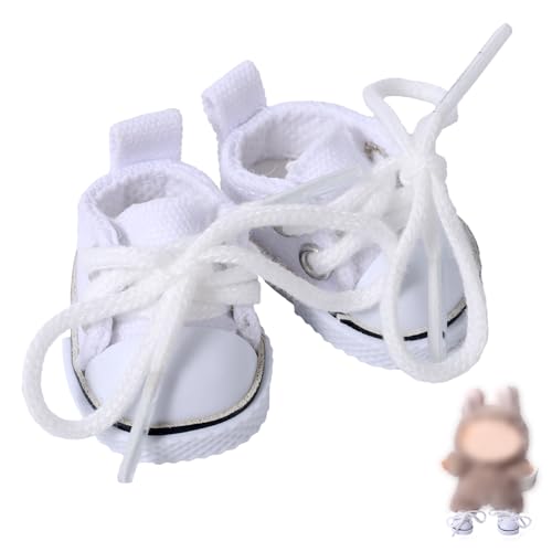 Mikovivi Mini Puppenschuhe, Trendige Sneaker für 15cm & 17cm Puppen Süßes Spielzeug-Schuhwerk für Verkleidungsspiele Puppenzubehör (Weiß) von Mikovivi