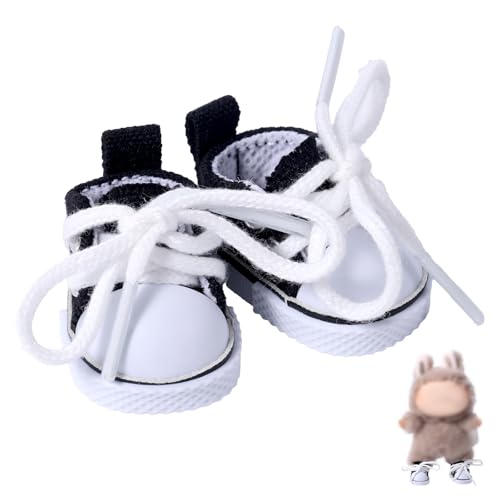 Mikovivi Puppenschuhe, Süße Schwarze Mini Canvas Schuhe Ersatz Outfit Zubehör für 15 cm und 17 cm Große Puppen von Mikovivi