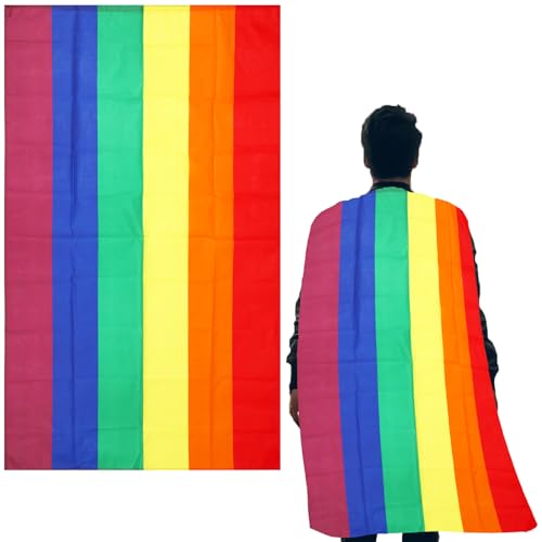 Mikovivi Regenbogen Pride Umhang, 150x90 cm Premium-Polyester LGBTQ Bunter Flagge Umhang Verkleidungskleidung Kostümzubehör Halloween Karneval Cosplay Party-Zeug für Männer Frauen Schwule Lesben Mikovivi Regenbogen Pride Umhang, 150x90 cm Premium-Polyester LGBTQ Bunter Flagge Umhang Verkleidungskleidung Kostümzubehör Halloween Karneval Cosplay Party-Zeug für Männer Frauen Schwule Lesben von Mikovivi