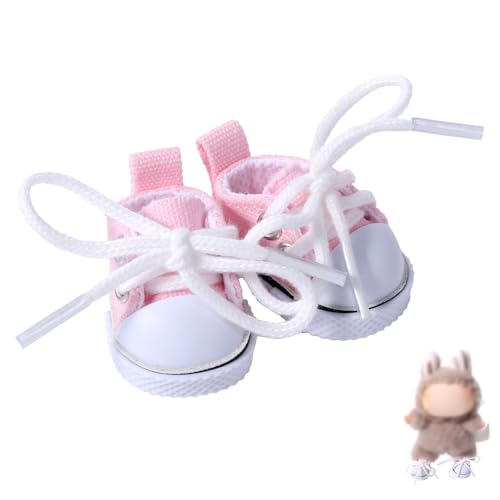 Mikovivi Segeltuchschuhe für Puppen, Süße Mini Kawaii Freizeitschuhe Modisches Plüschtier Anzieh Outfit Kleidungszubehör für 15 cm und 17 cm Puppen (Pink) von Mikovivi