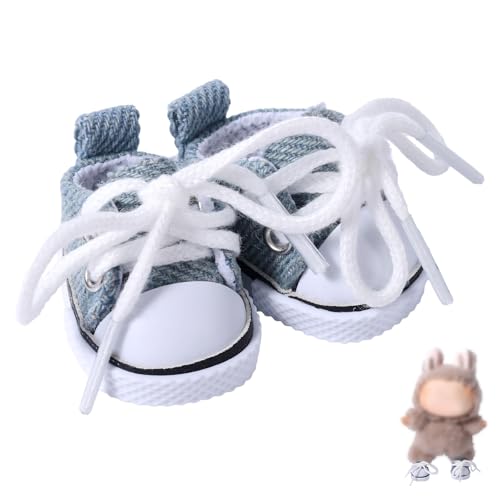 Mikovivi Süße Puppenschuhe, Blaue Mini Canvas Schuhe Puppen Ersatzzubehör für Kleidungsoutfits Passend für 15 cm und 17 cm Große Puppen von Mikovivi