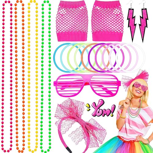 Mikqky 18 Stück Neon Spitze Stirnband 80er Jahre Accessoires, 80er Party Kleid Zubehör Neon, 80er Jahre Accessoires Damen Party, 80er Jahre Retro Party Set, Für 80er-Jahre-Mottopartys, Faschingspartys Mikqky 18 Stück Neon Spitze Stirnband 80er Jahre Accessoires, 80er Party Kleid Zubehör Neon, 80er Jahre Accessoires Damen Party, 80er Jahre Retro Party Set, Für 80er-Jahre-Mottopartys, Faschingspartys von Mikqky