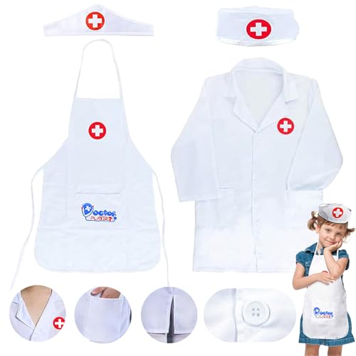 Mikqky 4 Stück Arztkittel Kinder, Arzt Kostüm Kinder, Arzt Kostüm Kind, Verkleidungskiste für Kinder, Laborkittel Krankenschwester Schürze + Mütze Arzt Zubehör Mädchen Jungen Kinder Spielzeug Geschenk Mikqky 4 Stück Arztkittel Kinder, Arzt Kostüm Kinder, Arzt Kostüm Kind, Verkleidungskiste für Kinder, Laborkittel Krankenschwester Schürze + Mütze Arzt Zubehör Mädchen Jungen Kinder Spielzeug Geschenk von Mikqky