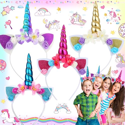 Mikqky 4 Stück Einhorn Horn Stirnband, Einhorn Geburtstag Haarreif, Einhorn Haarreif Erwachsene Kinder, Party Cosplay Kopfbedeckung Kostümzubehör, Haarschmuck für Ostern Geburtstag Party Karneval Mikqky 4 Stück Einhorn Horn Stirnband, Einhorn Geburtstag Haarreif, Einhorn Haarreif Erwachsene Kinder, Party Cosplay Kopfbedeckung Kostümzubehör, Haarschmuck für Ostern Geburtstag Party Karneval von Mikqky