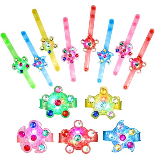 Mikulala 12 Stück Leuchtarmbänder Fidget Blinkende Armbänder Bunt LED Armband Leuchtspielzeug Kinder Mitgebsel Set geeignet für Neujahrsparty,Geburtstagparty von Mikulala