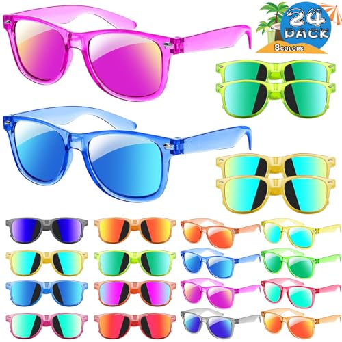 Mikulala 24Pack Kinder Sonnenbrille Partei Vorteile, Neon Sonnenbrille in Bulk Partei Tasche Füller für Kinder, Partei Sonnenbrille Geschenke für Geburtstag Graduierung Partei liefert, Strand, Pool von Mikulala