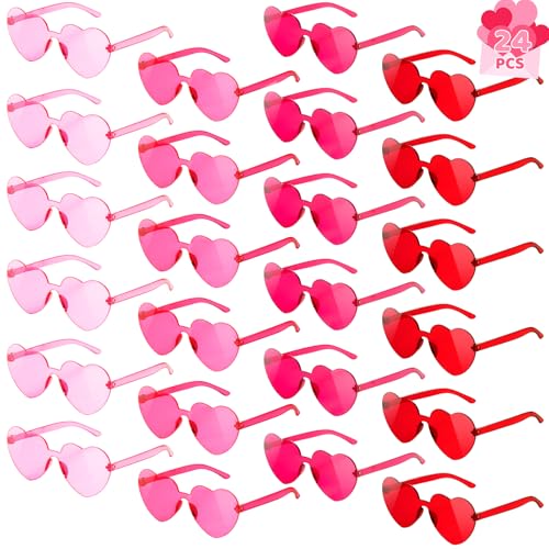 Mikulala 24er Party Brille Herz Sonnenbrille für Kinder Stylische Kinder Sonnenbrille mit Herz Party Sonnenbrille Geschenke für Geburtstag von Mikulala