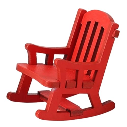 Milageto 1/12 Schaukelstuhlmodell, Mini-Hochlehnerstuhl, Modellsammlungen, Miniaturmöbel zur Dekoration, Zugzubehör, Rot von Milageto