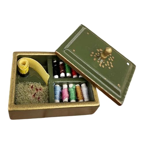 Milageto 1/12 Skala -Nähwerkzeugkit Puppenzubehör Dekoration Leben Szene Miniaturmodell für Haushaltsnäherzimmer Home Ornamente, GrÜn von Milageto