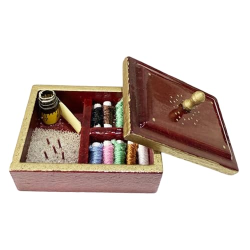 Milageto 1/12 Skala -Nähwerkzeugkit Puppenzubehör Dekoration Leben Szene Miniaturmodell für Haushaltsnäherzimmer Home Ornamente, Rot Milageto 1/12 Skala -Nähwerkzeugkit Puppenzubehör Dekoration Leben Szene Miniaturmodell für Haushaltsnäherzimmer Home Ornamente, Rot von Milageto