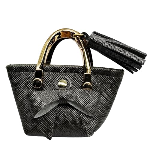 Milageto 1/6 Mini-Handtasche, Miniatur-Einkaufstasche, langlebiges BJD-Puppenzubehör mit Fliege für 12-Zoll-weibliche Actionfiguren-Zubehör, Schwarz von Milageto