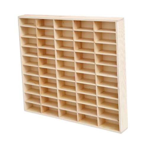 Milageto 1/64 Holzspielzeugauto Display Rack Miniatur Display Hülle Holzzahlen Anzeigeschrank für Puppenfiguren Abbildung Sammlung Store, 50 Gitter von Milageto