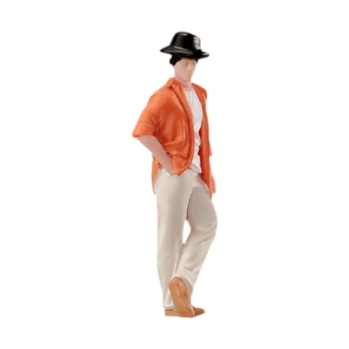 Milageto 1/64 Mann mit Hutmodell im Maßstab, kleines Menschenmodell aus Kunstharz, Sammlerstück, Foto-Requisite, Personenfiguren-Layout für Sandtisch-DIY-Szene von Milageto