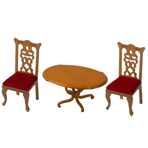 Milageto 1:12 Puppenhaus Esstisch Holz Möbel Set, Walnussfarbe von Milageto
