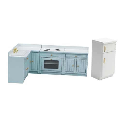 Milageto 1:12 Puppenhaus-Mini-Möbel-Küchenset, Miniatur-Puppenhaus-Zubehör, Küchenschrank-Set, frei kombinierbar, für Kinder ab 3 Jahren, Blau Milageto 1:12 Puppenhaus-Mini-Möbel-Küchenset, Miniatur-Puppenhaus-Zubehör, Küchenschrank-Set, frei kombinierbar, für Kinder ab 3 Jahren, Blau von Milageto