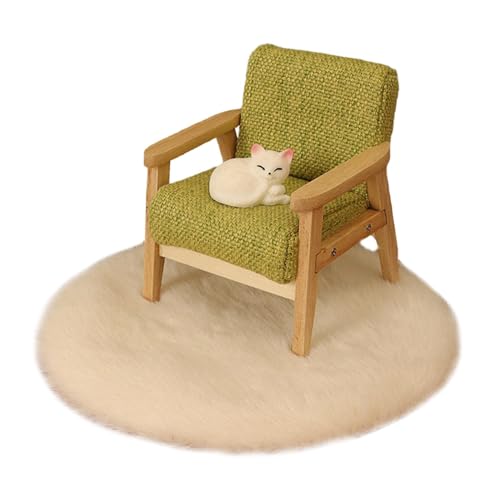 Milageto 1:12 Puppenhaus-Teppich, Puppenhaus-Couch mit Katze, Puppenhaus-Zubehör, Miniatur-Stuhl, Miniatur-Teppiche für Diorama-Dekoration von Milageto