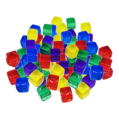 Milageto 10 Mm Blanko Mehrfarbige Acrylwürfel Mathe Lehrmittel D6 S Set für Brettspiele Heimwerken/Büro 100 Stück Packung, Mehrfarbig von Milageto