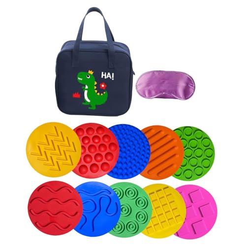 Milageto 10 Stück -Sensormatten, sensorische Pads, strukturierte sensorische Scheibenmatte, sensorische Kreise für Spiel, Vorschule, Aktivität, Training, Dinosaurier-Tasche Milageto 10 Stück -Sensormatten, sensorische Pads, strukturierte sensorische Scheibenmatte, sensorische Kreise für Spiel, Vorschule, Aktivität, Training, Dinosaurier-Tasche von Milageto