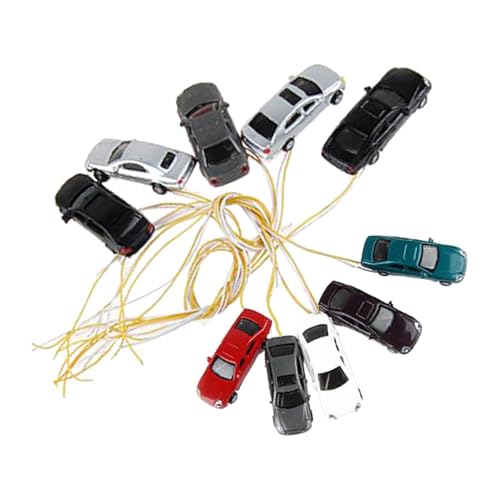 Milageto 10x HO Maßstab Modell Fahrzeug Druckguss Modell Autos Züge Sand Tabelle Eisenbahn Bemalte Autos Dioramen für 1/150 1/100 Dekoration von Milageto
