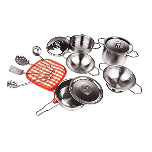Milageto 13-teiliges Spielset mit Töpfen und Pfannen, Spielzeug für Kinder, Mini-Kochutensilien aus Edelstahl, pädagogisches Kinder-Spielküchen-Spielzeugset Milageto 13-teiliges Spielset mit Töpfen und Pfannen, Spielzeug für Kinder, Mini-Kochutensilien aus Edelstahl, pädagogisches Kinder-Spielküchen-Spielzeugset von Milageto