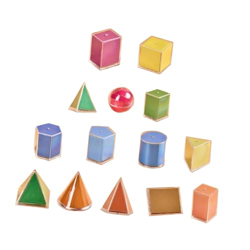Milageto 14Pcs 3D Geometrische Festkörper Manipulatives Oberfläche Bereich Volumen Demonstrator Jungen Mädchen Pädagogisches Spielzeug Lernen von Milageto