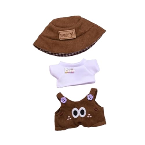 Milageto 15–17 cm große Puppenkleidung aus Plüsch, Cartoon-T-Shirt-Overall mit Hut, Zubehör für Plüschpuppen, Kostüme, DIY-Foto-Requisiten, Mode, Braun Milageto 15–17 cm große Puppenkleidung aus Plüsch, Cartoon-T-Shirt-Overall mit Hut, Zubehör für Plüschpuppen, Kostüme, DIY-Foto-Requisiten, Mode, Braun von Milageto