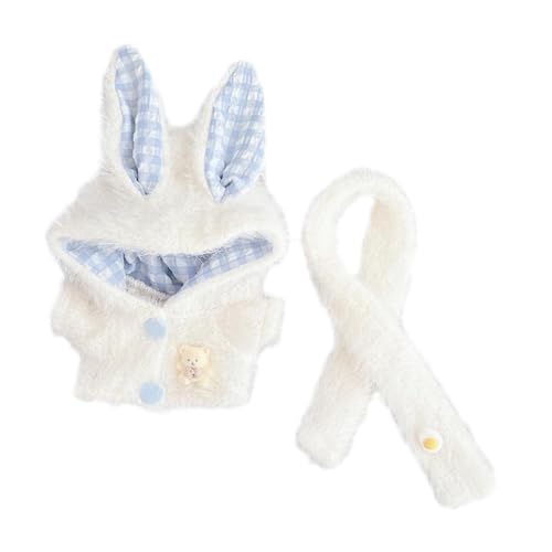Milageto 15 cm-17 cm Plüsch-Puppenkleidung, Puppenkleidung, Kapuzenpullover mit Schal, zum Anziehen, stilvolle Foto-Requisiten, bequemes Cartoon-Puppen-Outfit, Weiß Milageto 15 cm-17 cm Plüsch-Puppenkleidung, Puppenkleidung, Kapuzenpullover mit Schal, zum Anziehen, stilvolle Foto-Requisiten, bequemes Cartoon-Puppen-Outfit, Weiß von Milageto