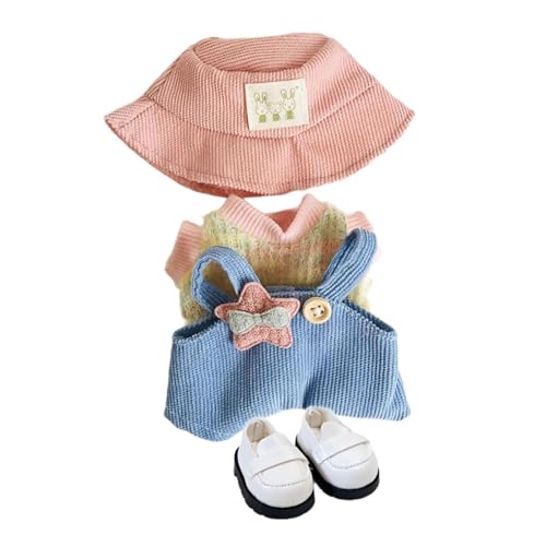 Milageto 15 cm große Plüschpuppenkleidung, Kuscheltierkleidung, stilvoll mit Hut, DIY-Anziehsachen, Foto-Requisiten, Cartoon-Puppen-T-Shirt und Overall, Rosa Hut Milageto 15 cm große Plüschpuppenkleidung, Kuscheltierkleidung, stilvoll mit Hut, DIY-Anziehsachen, Foto-Requisiten, Cartoon-Puppen-T-Shirt und Overall, Rosa Hut von Milageto