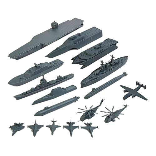 Milageto 17 Stück Marineschiff Bausteine Schiffsmodell Spielzeug Kit mit kleinen Modellflugzeugen für Kinder Erwachsene, GRAU von Milageto
