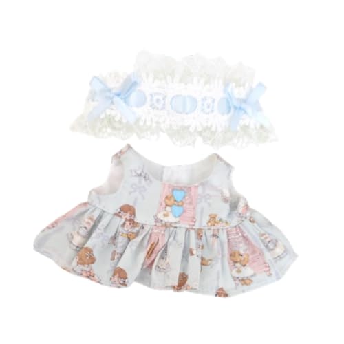 Milageto 17 cm Puppenkleid, verkleiden Sich für kleine Mädchen, Kostüm, Plüschpuppenzubehör, Partyzubehör, weicher Anhänger, Puppenoutfits, süß, Blau von Milageto