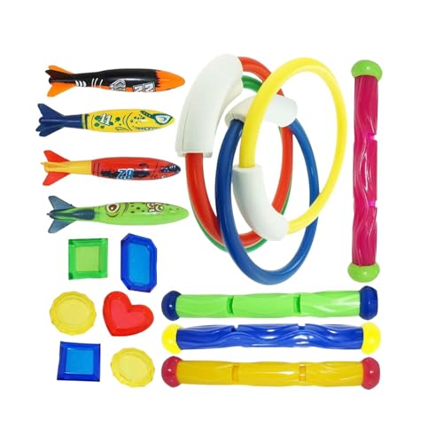 Milageto 18-teiliges Tauchbecken-Spielzeug, Sommer-Schwimmspielzeug für Kinder, Trainingsausrüstung, Trainingsspielzeug, Wasserspielzeug, Tauchspielzeug für von Milageto