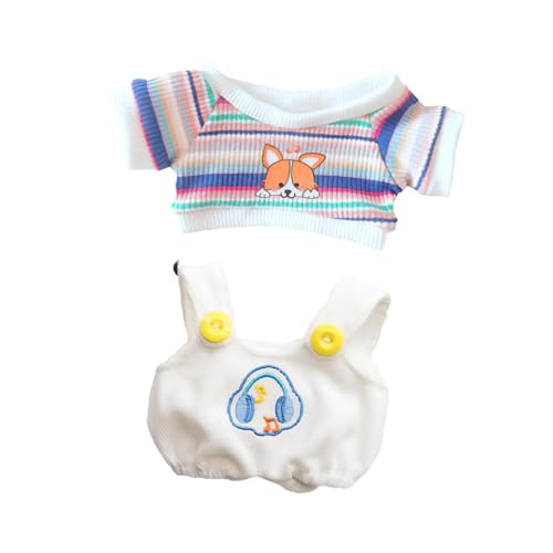 Milageto 2-teilige Puppen-Hosenträgerhose und T-Shirt, Outfits für 20-cm-Jungenpuppen, Kindergeschenke Milageto 2-teilige Puppen-Hosenträgerhose und T-Shirt, Outfits für 20-cm-Jungenpuppen, Kindergeschenke von Milageto