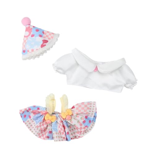Milageto 20 cm Dolls Kleidung Dekor Kopfbescheide Hemd Rockhutanzug für DIY -Vorräte von Milageto