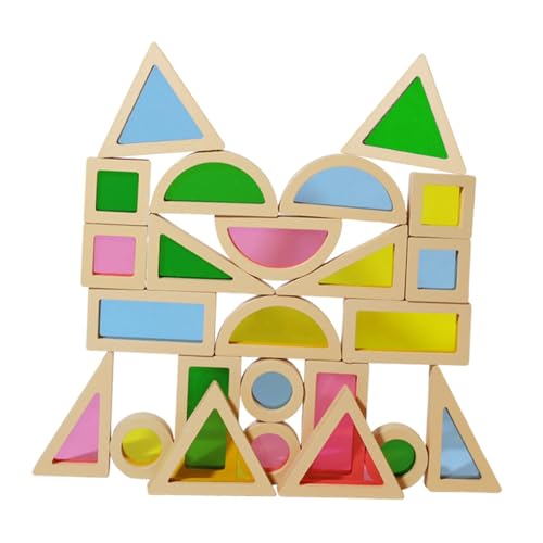 Milageto 24-teilige Bausteine, sensorisches Spielzeug, bunt, Farb- und Formlernblöcke aus, Regenbogen für Vorschulkinder im Alter von 3–5 Jahren von Milageto