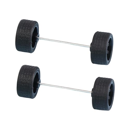 Milageto 2X 1/64 Skala Modifizierte Reifen Fernbedienung Auto Teile mit Auto Räder Achsen Ersatz Teil, Schwarz von Milageto